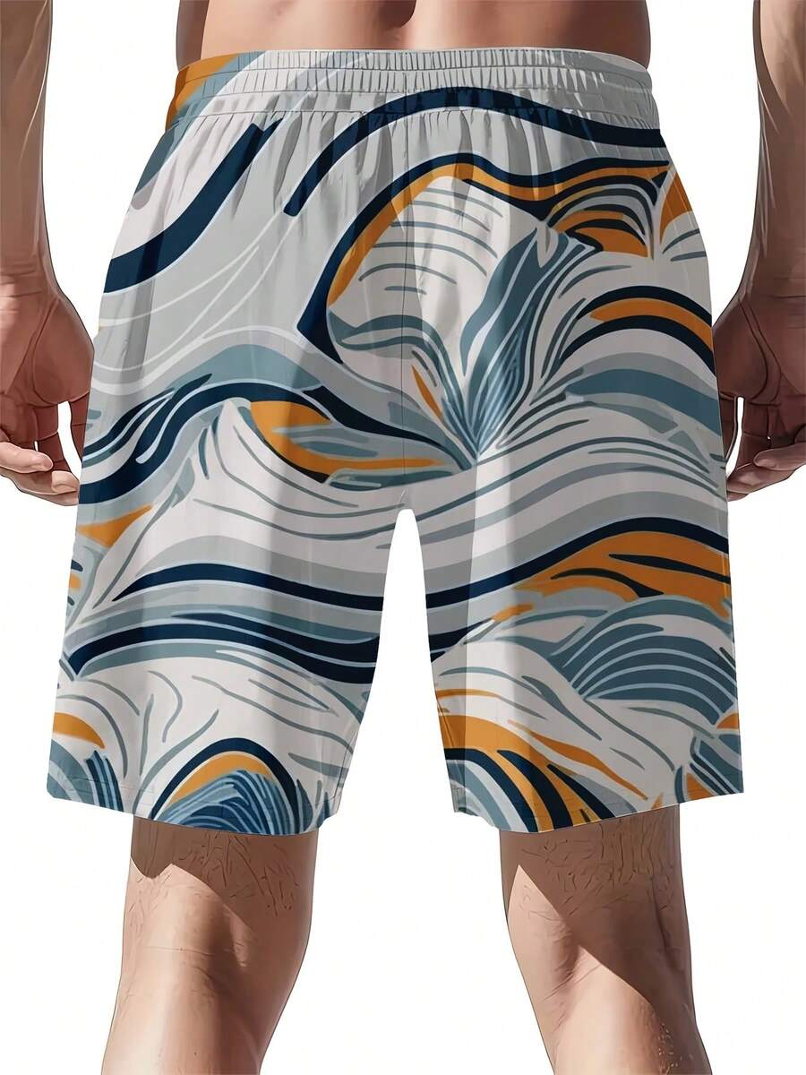 Swim Trunk Quick Dry - Mens Full Print Beach Shorts Abstract