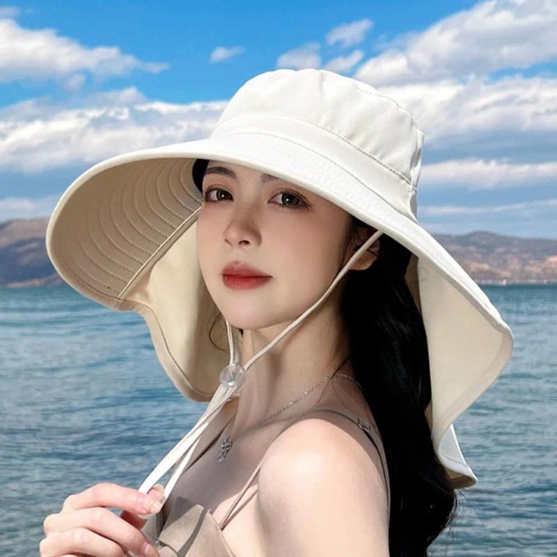 Bucket Hat Straw - Outdoor UV Anti Neck Protection Sun