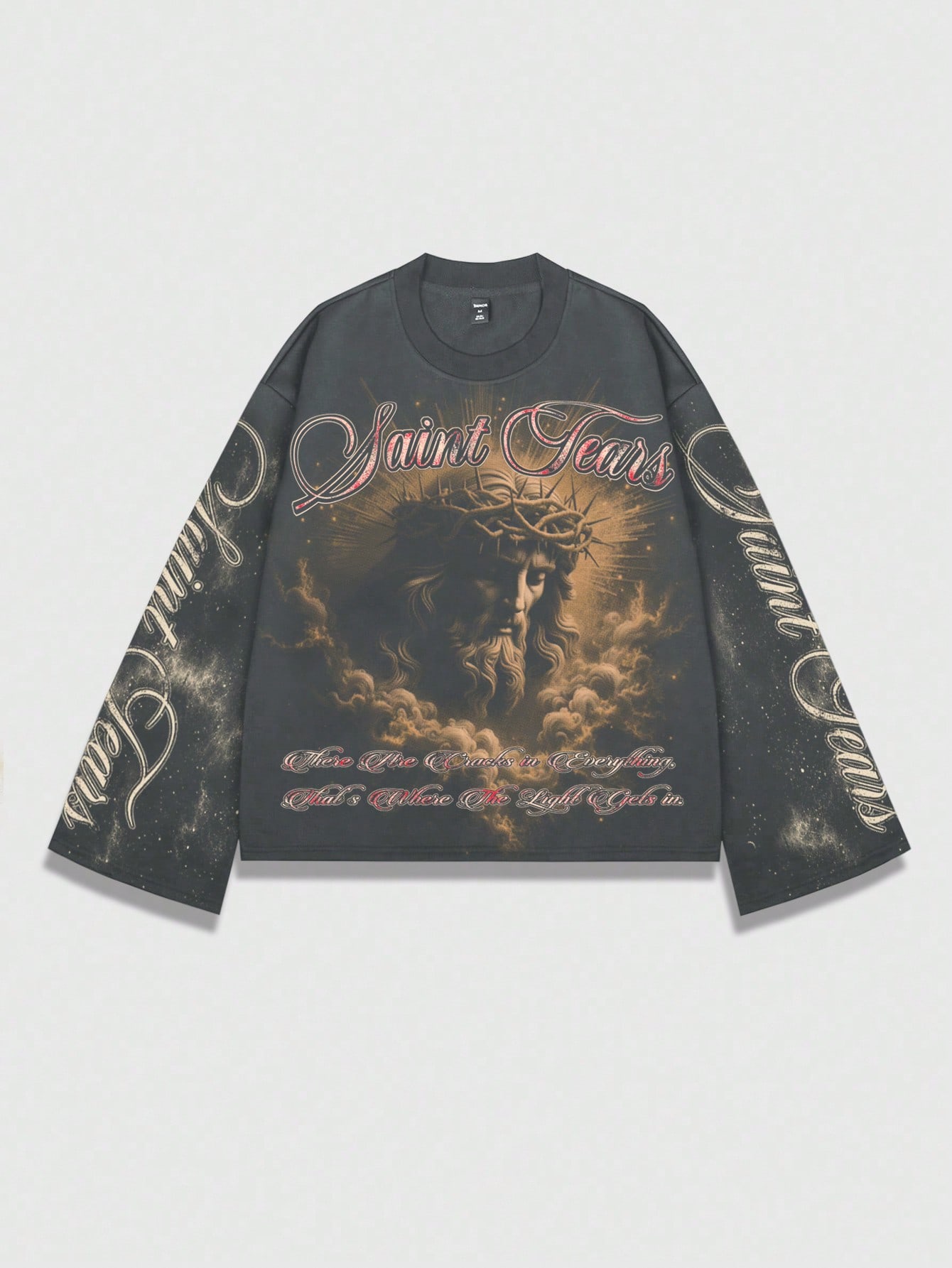 Tee Graphic Print - Men's Oversized Long Sleeve Graphic Tee