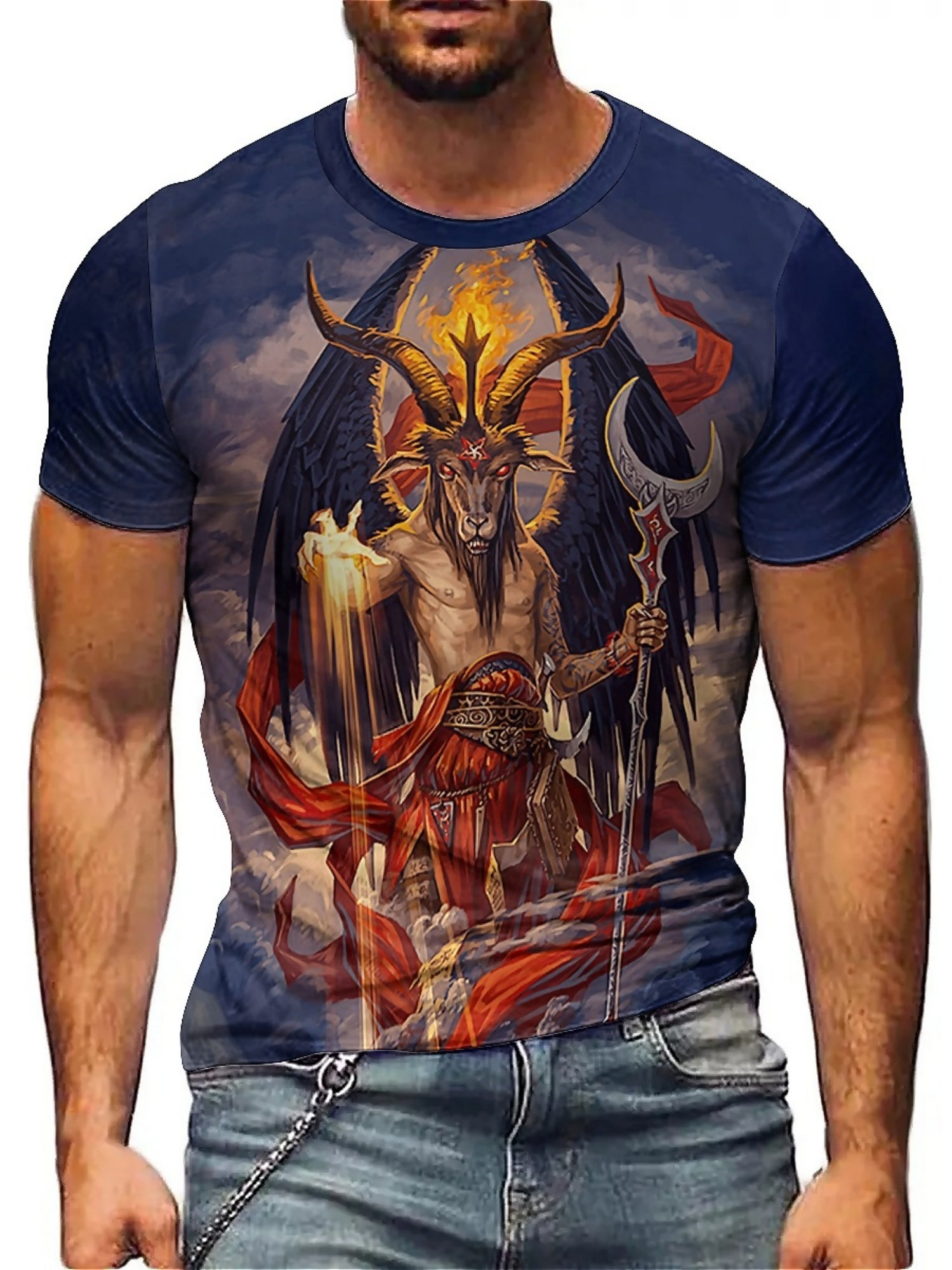 Tee Graphic Print - Men's 3D Demon Print T-Shirt |