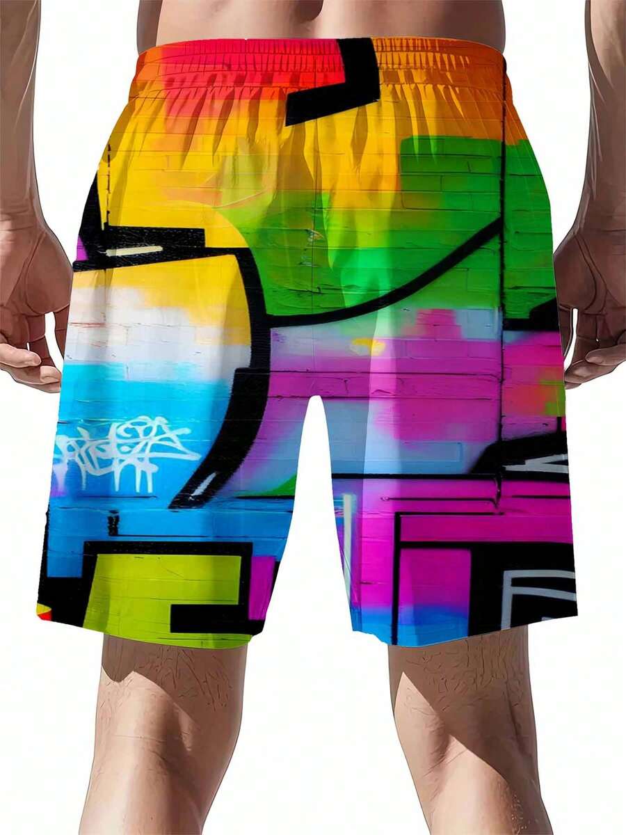 Mens Rainbow Graffiti Print Sw - огляд і ціна Swim Trunk Quick Dry