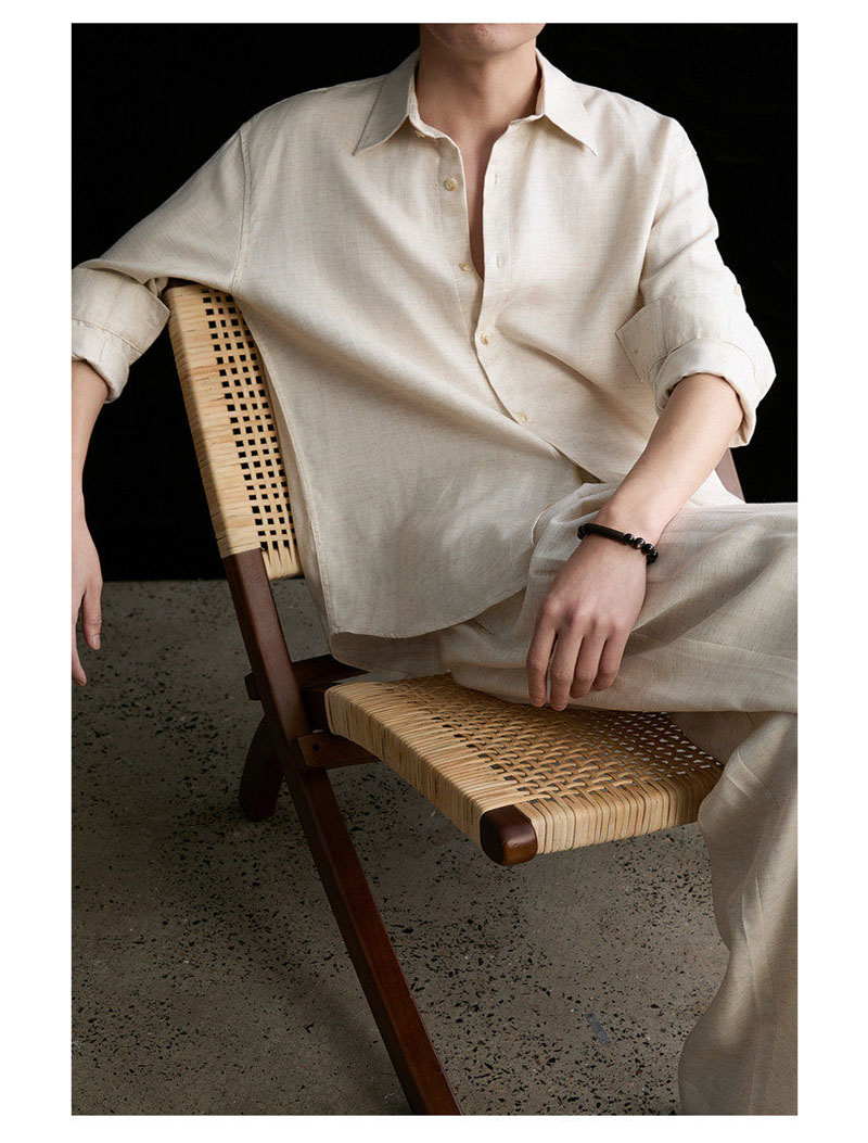 High-end Natural Linen Men's S - огляд і ціна Linen Shirt Breathable