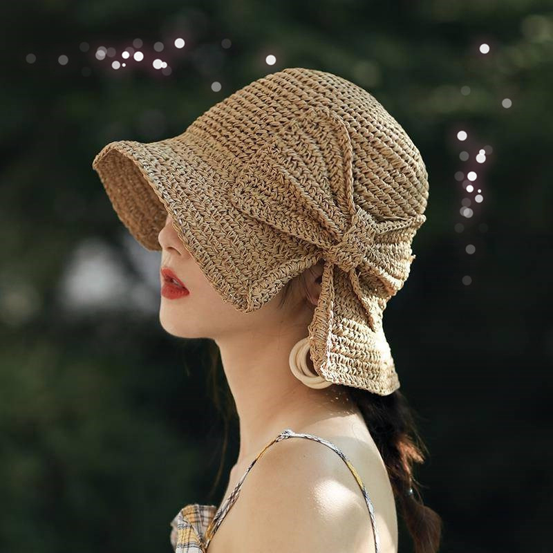 1Pcs Bow Sun Hat Wide Brim Flo - огляд і ціна Bucket Hat Straw