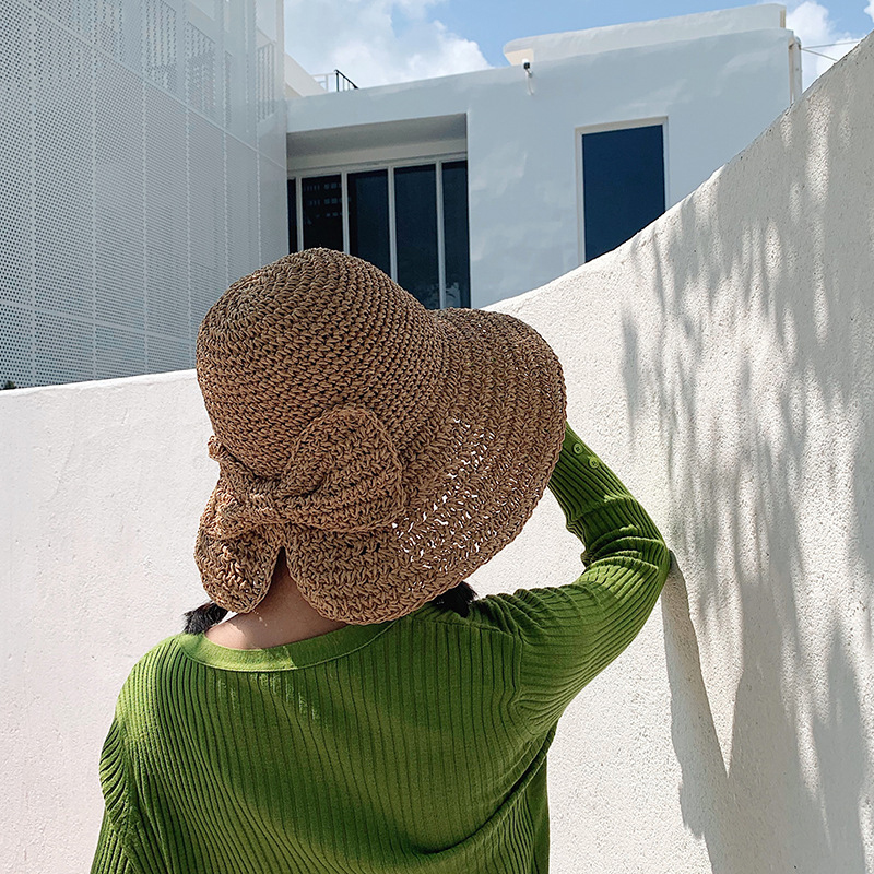 1Pcs Bow Sun Hat Wide Brim Flo - огляд і ціна Bucket Hat Straw