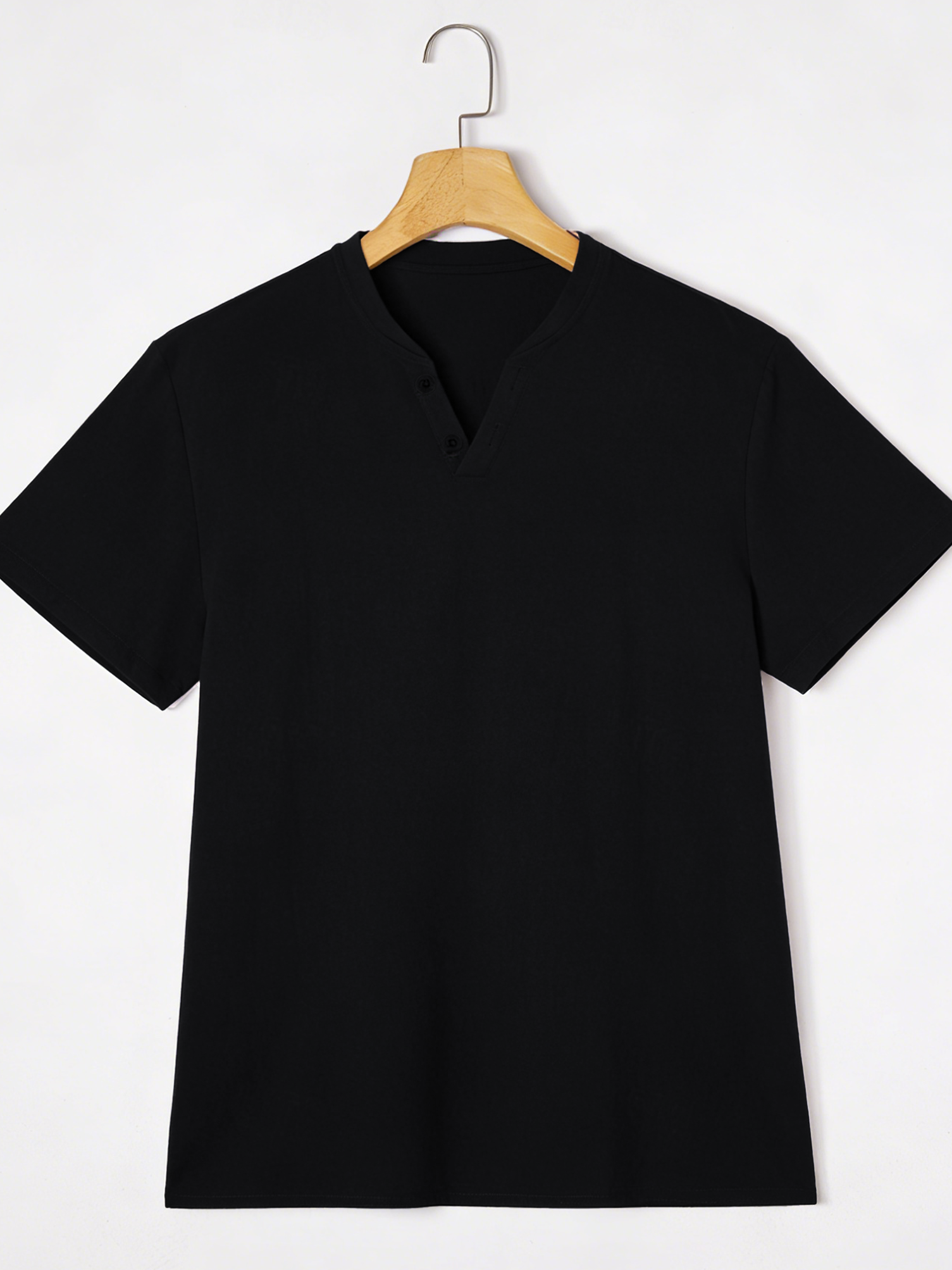 Elegant Black Henley Short-Sle - огляд і ціна Linen Shirt Breathable