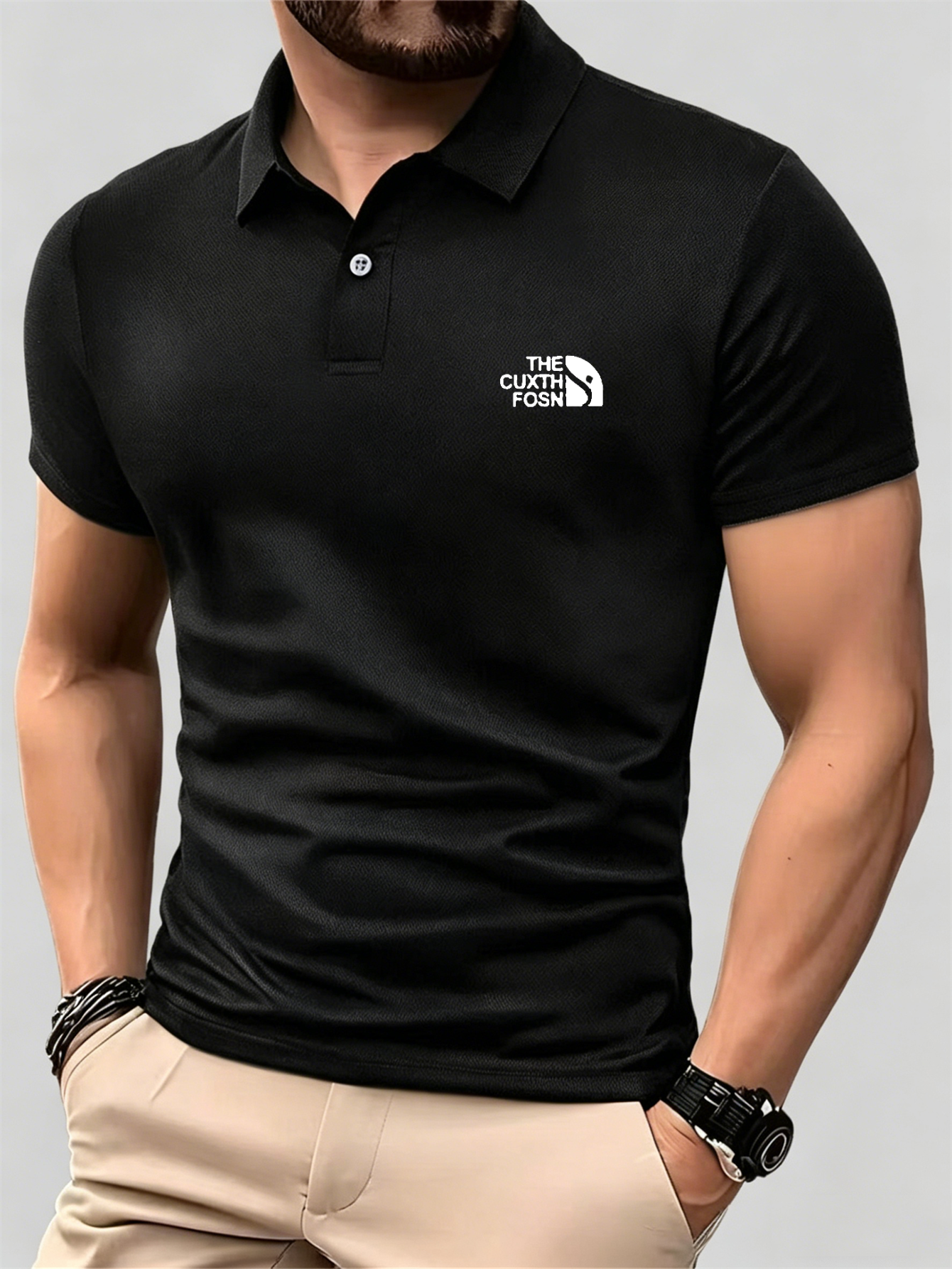 Men's Navy Blue 100% Polyester - огляд і ціна Polo Shirt Pique