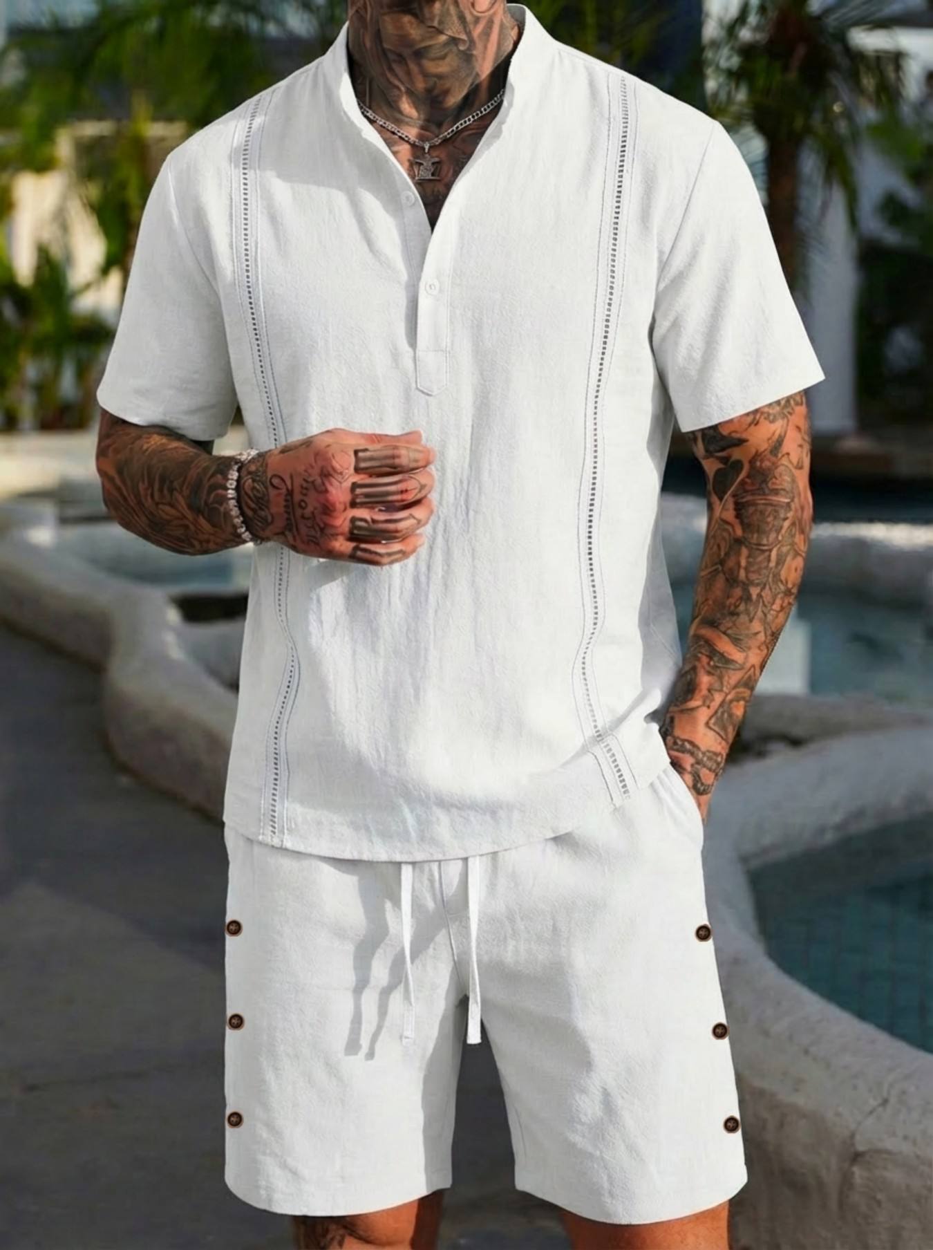2026 men's summer beach casual - огляд і ціна Short Linen Drawstring