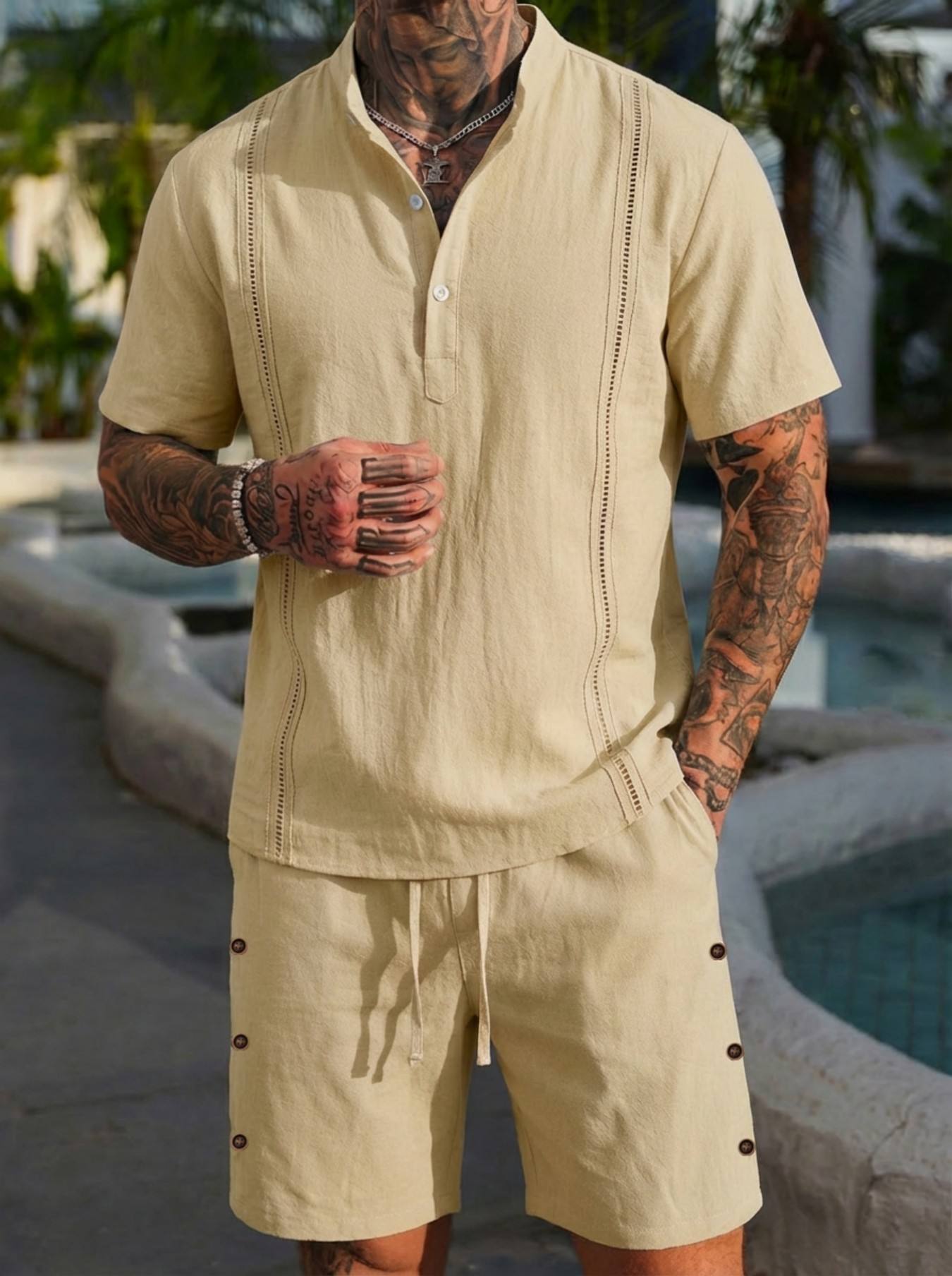 2026 men's summer beach casual - огляд і ціна Short Linen Drawstring