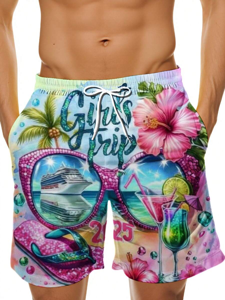 Mens Beach Swim Trunks 3D Prin - огляд і ціна Swim Trunk Quick Dry