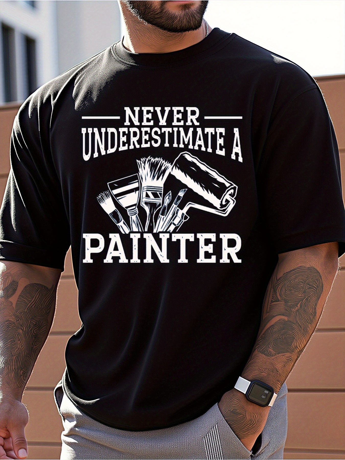 Men's Casual Graphic T-Shirt D - огляд і ціна Linen Shirt Breathable