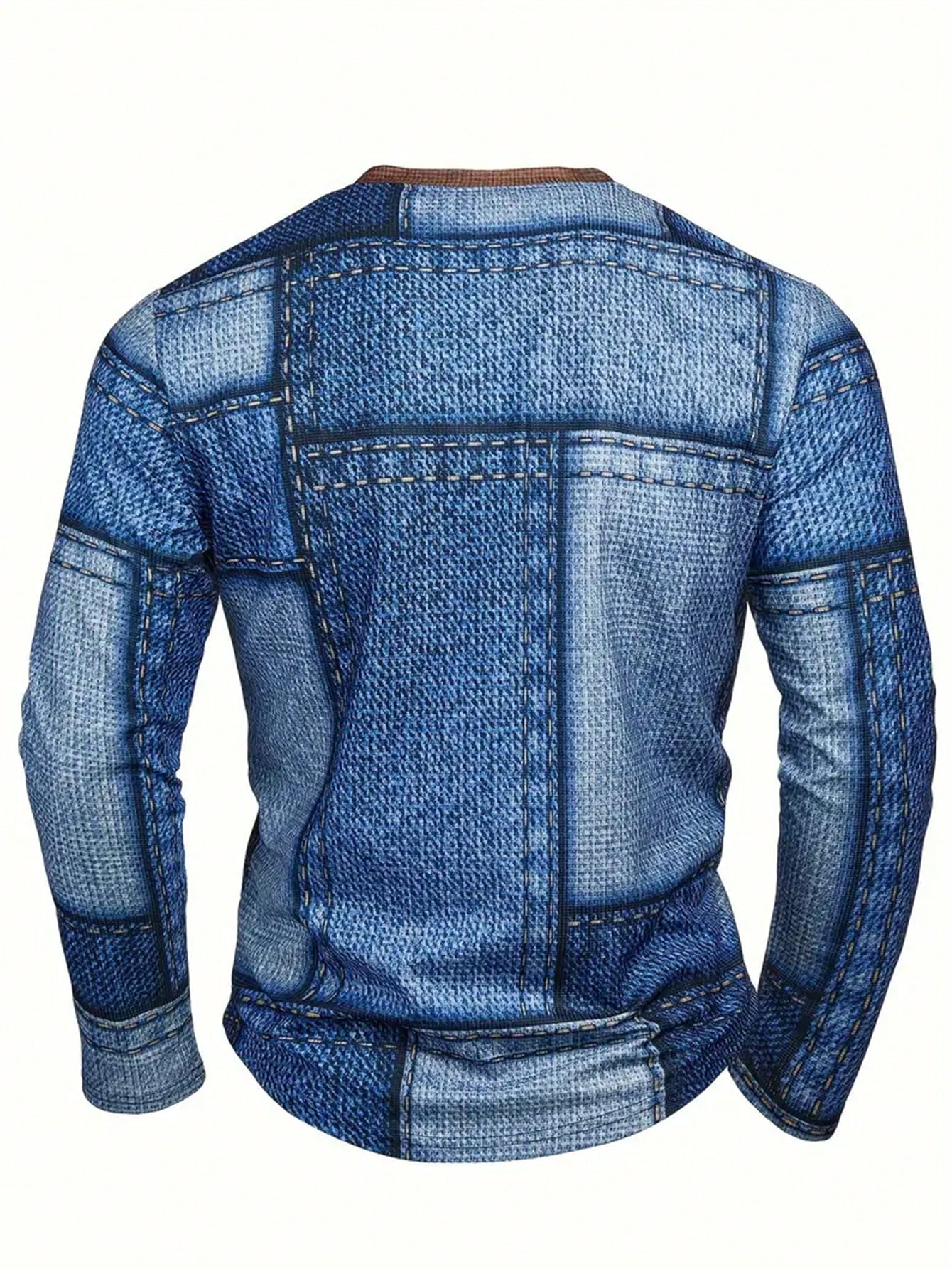 Men's Denim-Print Long Sleeve  - огляд і ціна Tee Graphic Print