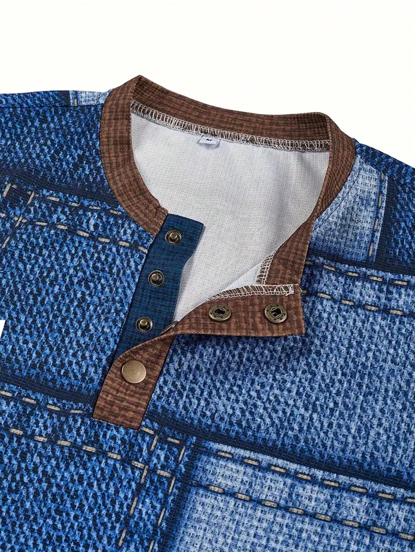 Men's Denim-Print Long Sleeve  - огляд і ціна Tee Graphic Print