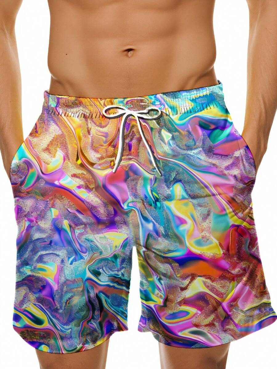 Mens Colorful Abstract Print Q - огляд і ціна Swim Trunk Quick Dry