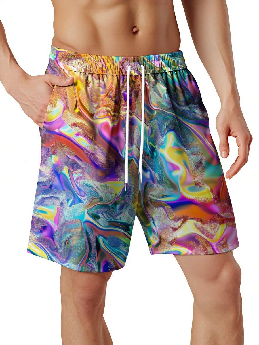 Mens Colorful Abstract Print Q - огляд і ціна Swim Trunk Quick Dry