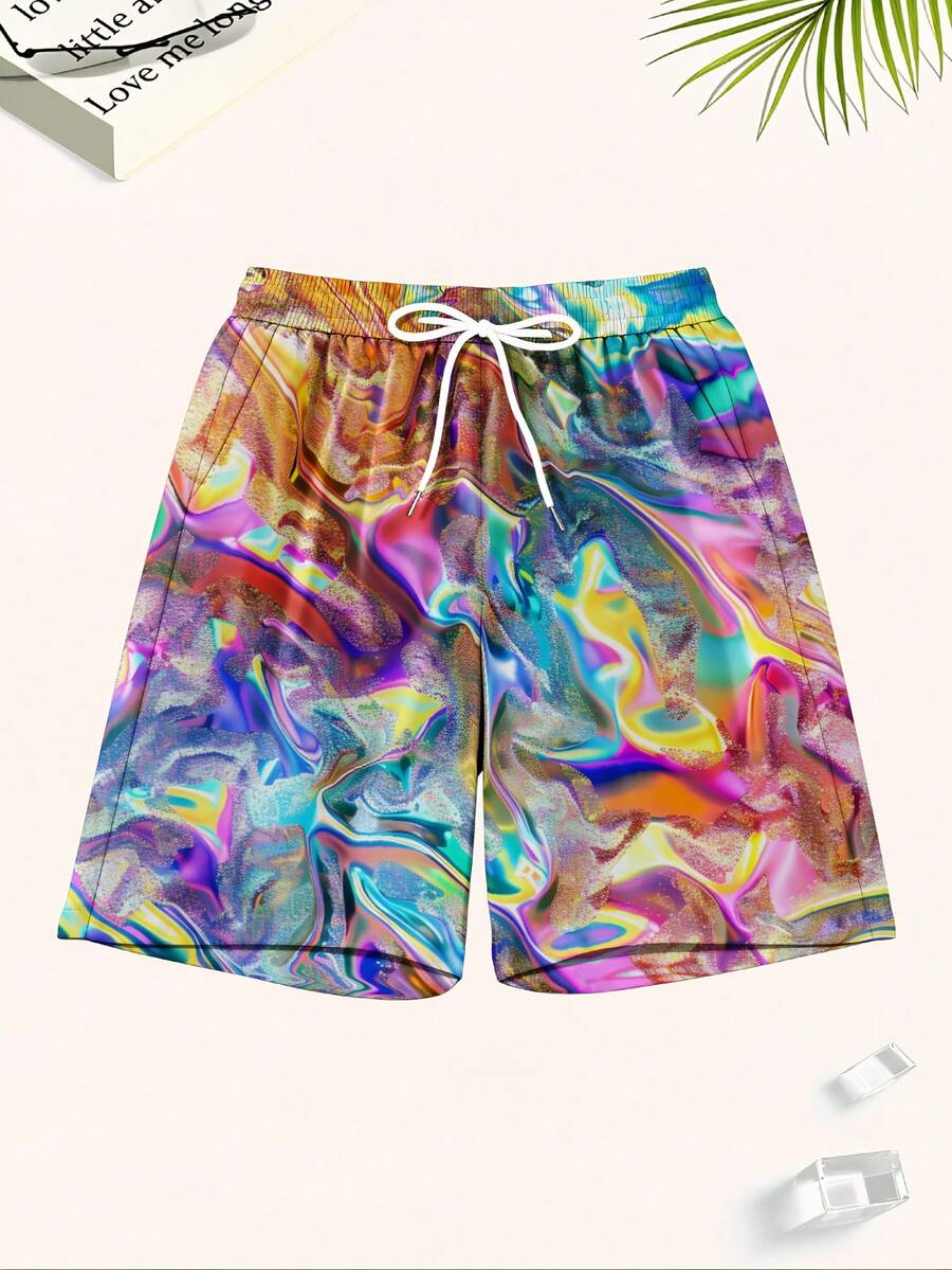 Mens Colorful Abstract Print Q - огляд і ціна Swim Trunk Quick Dry