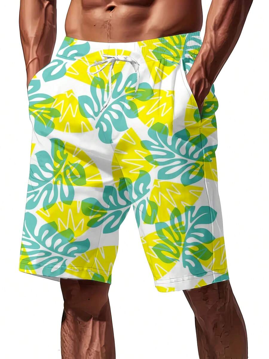 Mens Tropical Leaf Print Swim  - огляд і ціна Swim Trunk Quick Dry