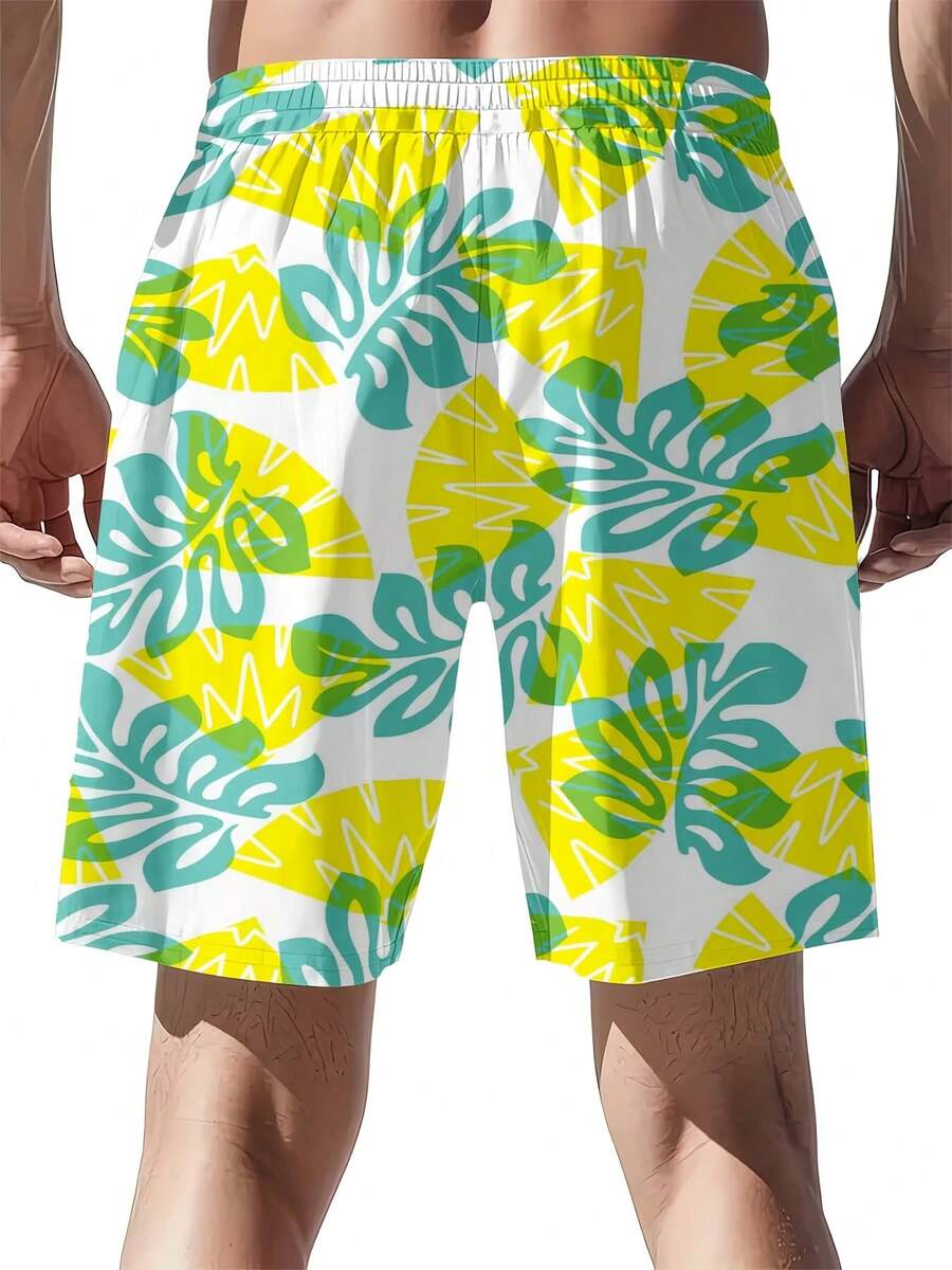 Mens Tropical Leaf Print Swim  - огляд і ціна Swim Trunk Quick Dry