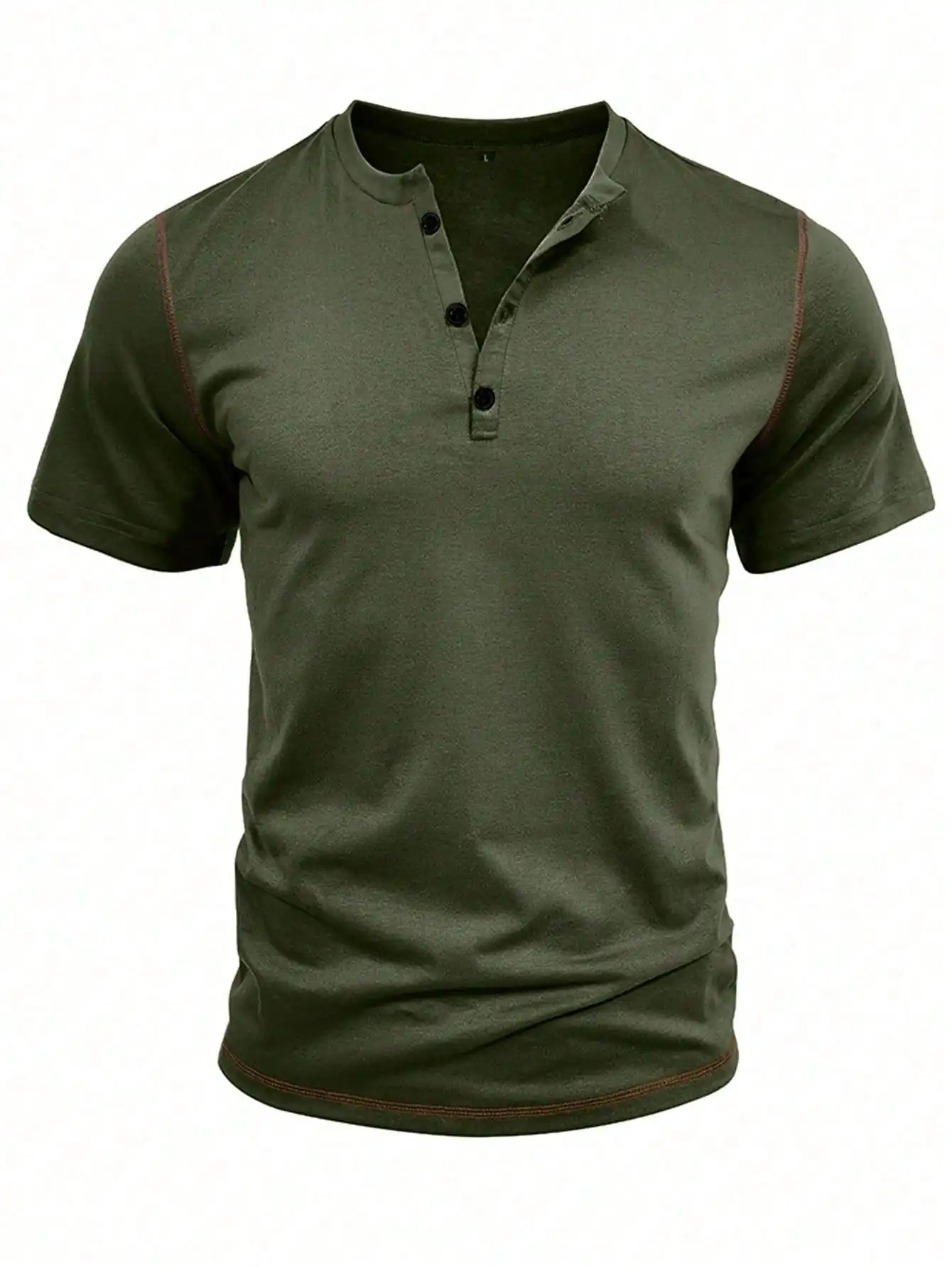 Mens Cotton Henley Neck Short  - огляд і ціна Shirt Camp Collar