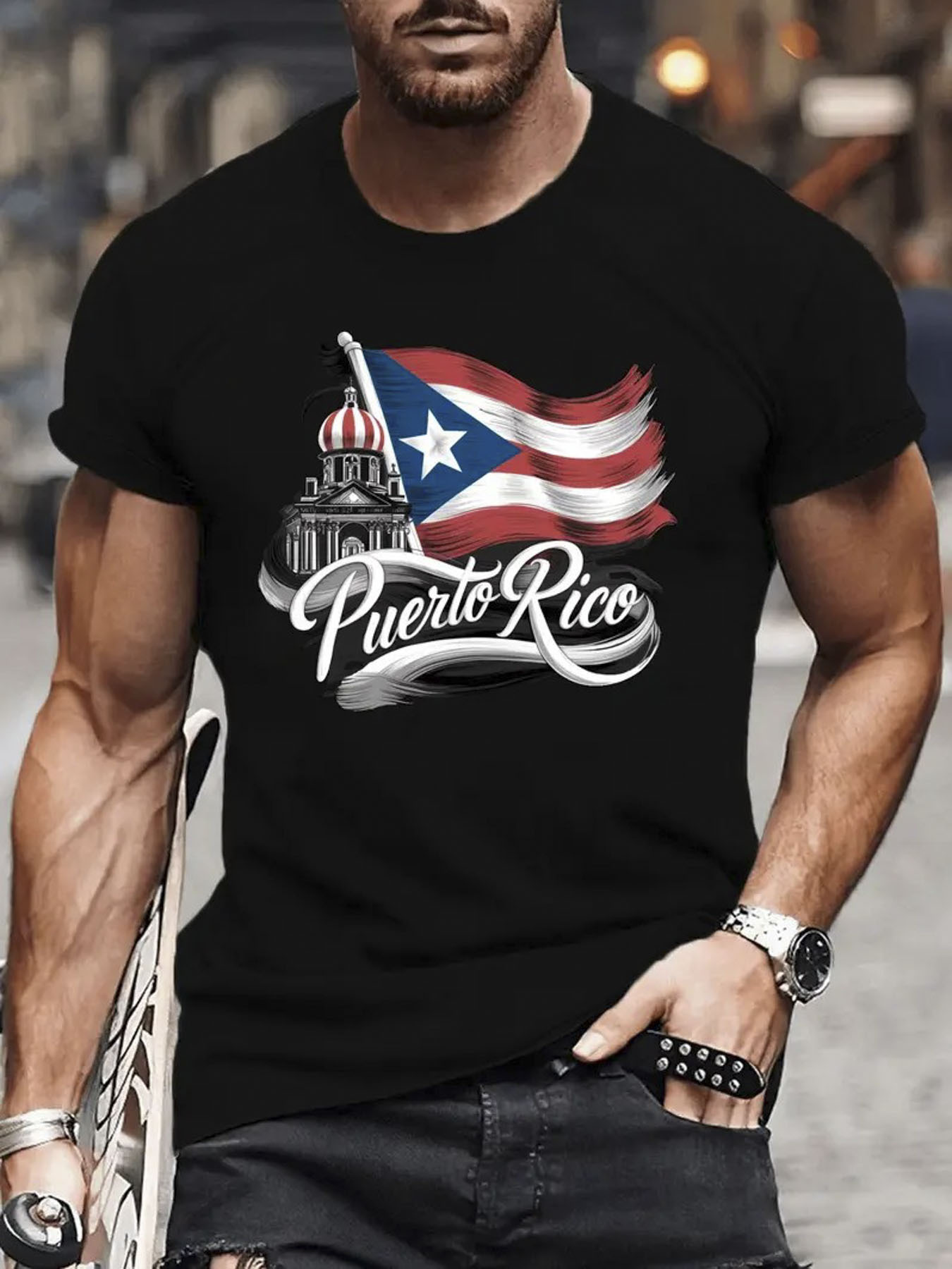  Pure Cotton Puerto Rico Flag  - огляд і ціна Linen Shirt Breathable