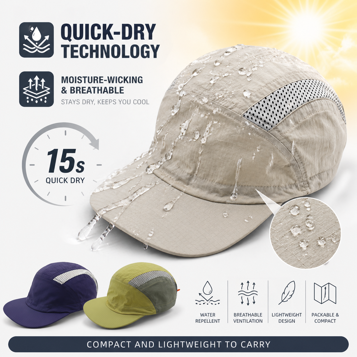 Quick Dry Running Cap Men Wome - огляд і ціна Packable Hat Nylon