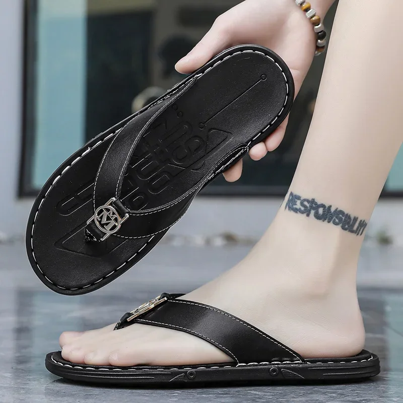 Men's Flip-flops Solid Color w - огляд і ціна Flip Flop Leather Men