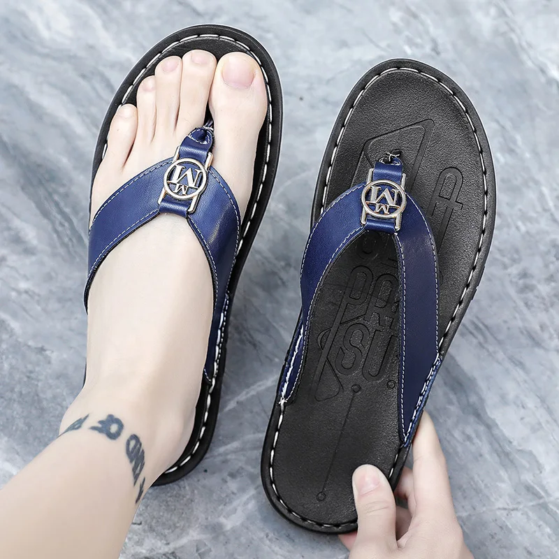 Men's Flip-flops Solid Color w - огляд і ціна Flip Flop Leather Men