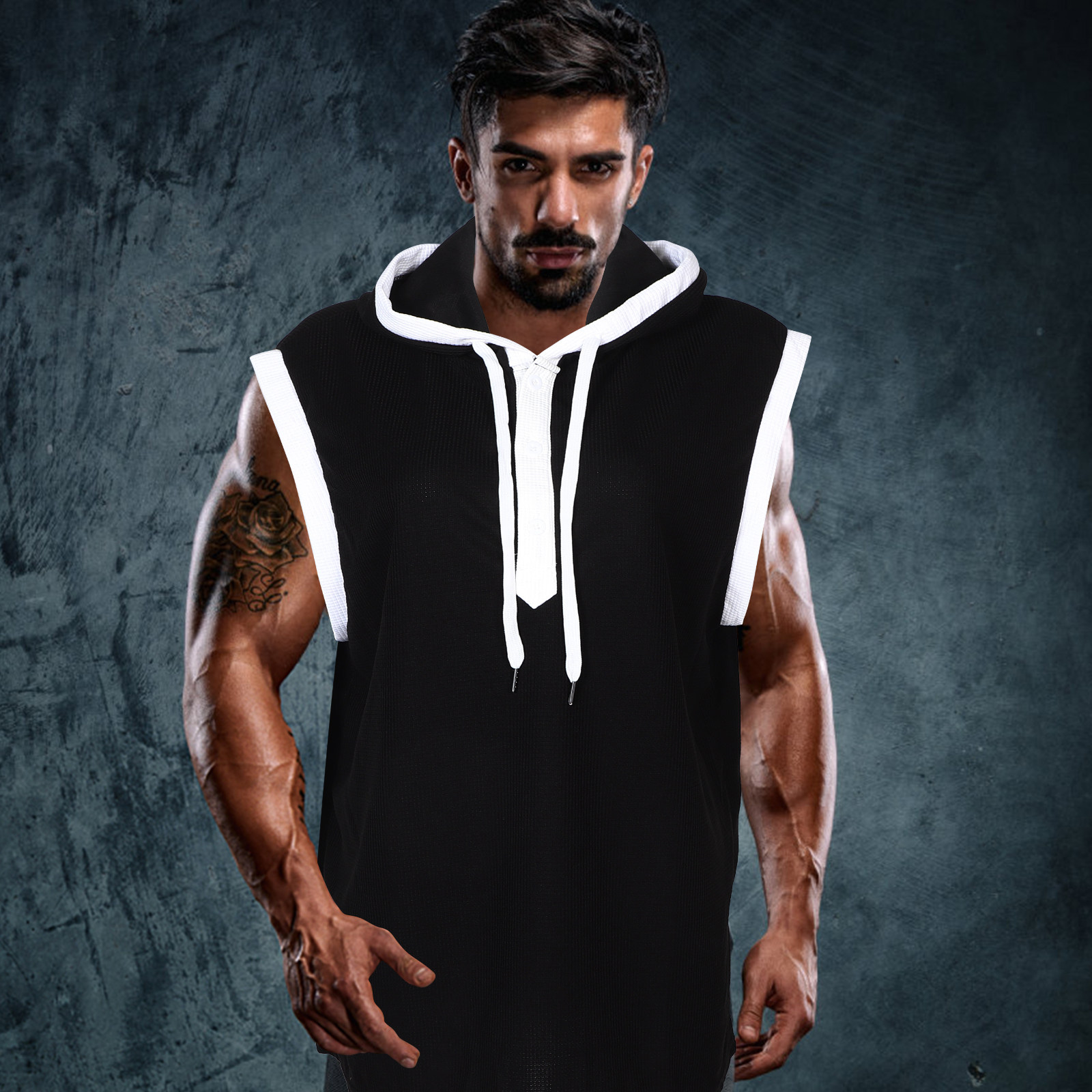 Men Sleeveless Hooded Shirt Mu - огляд і ціна Tank Top Muscle