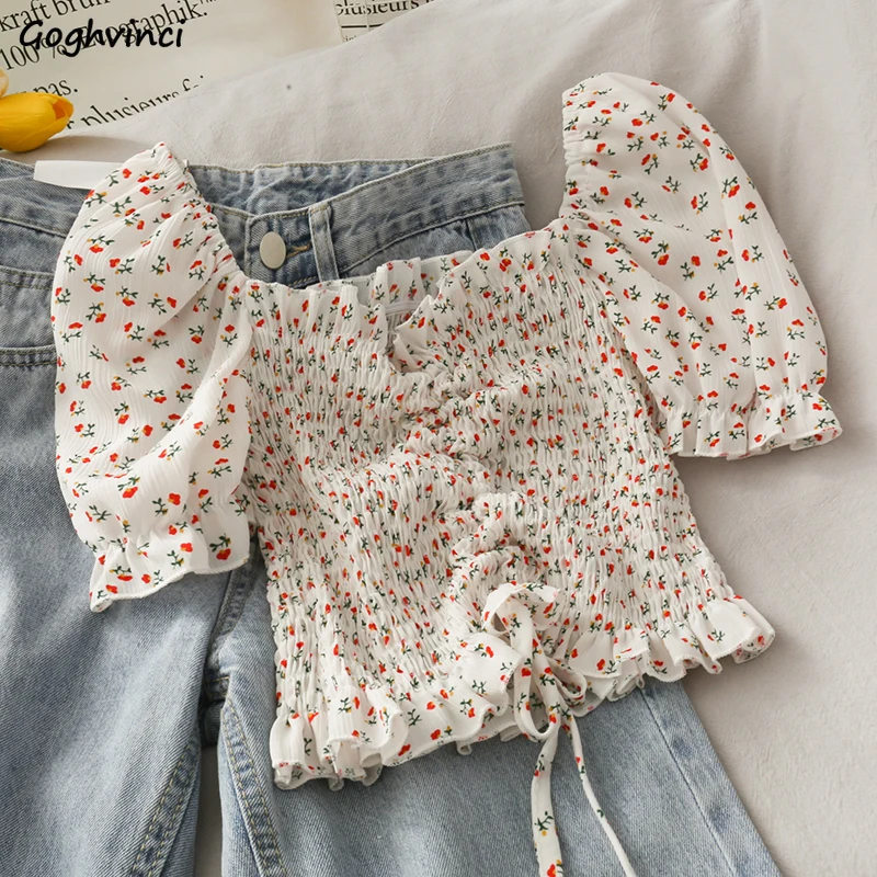 Blouses Shirts Women Floral Dr - огляд і ціна Short Linen Drawstring