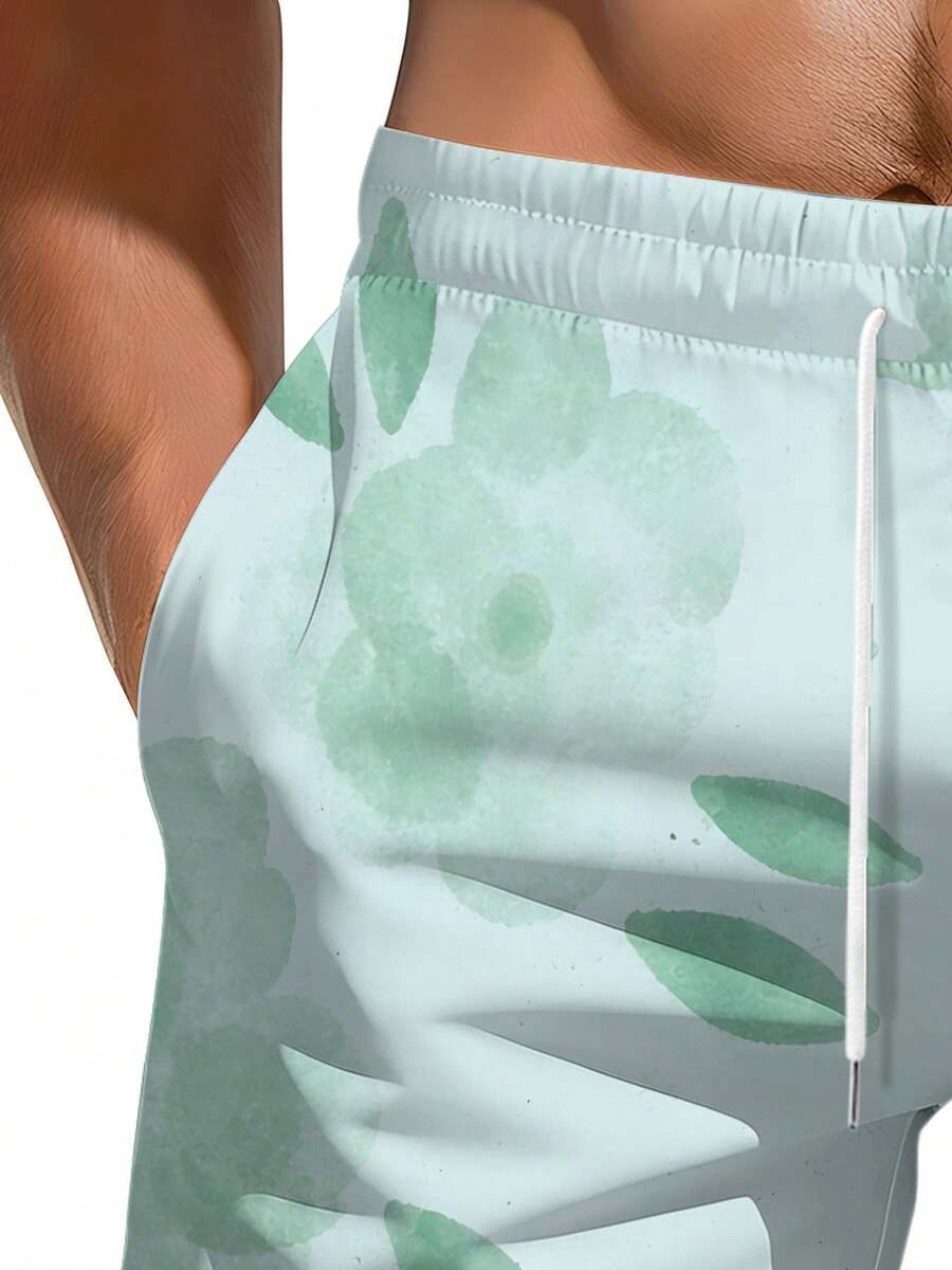 Mens Floral Print Beach Shorts - огляд і ціна Swim Trunk Quick Dry