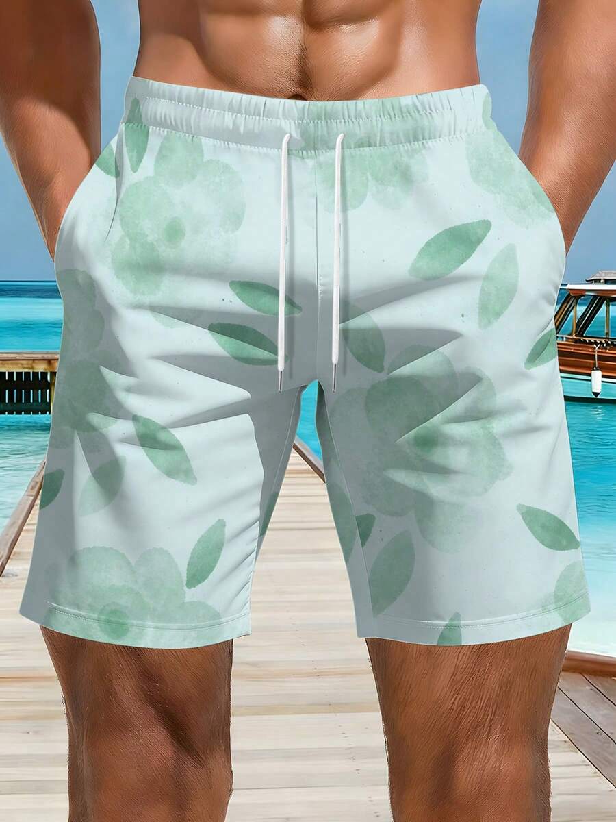 Mens Floral Print Beach Shorts - огляд і ціна Swim Trunk Quick Dry
