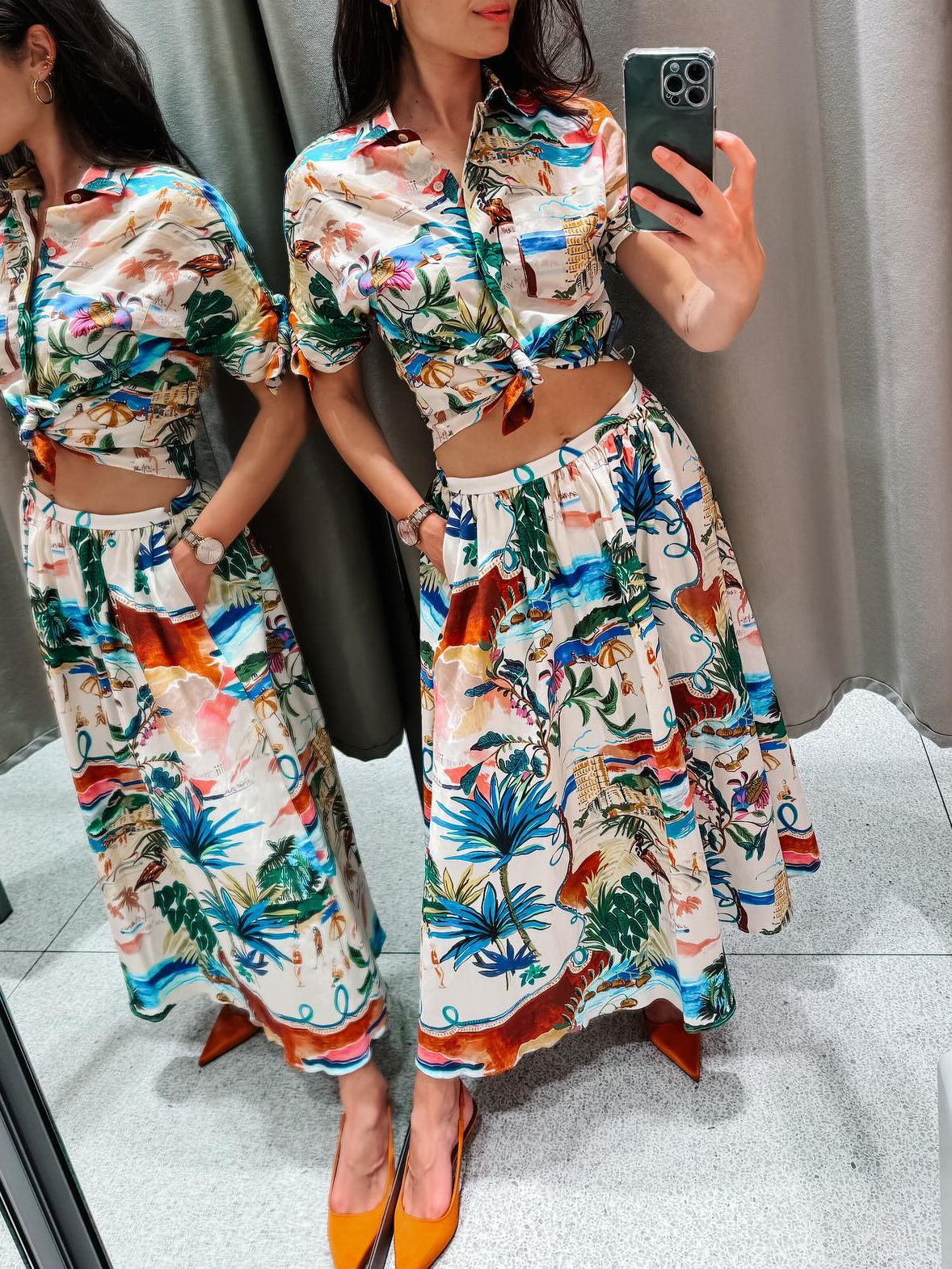 Chic Printed Lapel Single Brea - огляд і ціна Resort Shirt Floral
