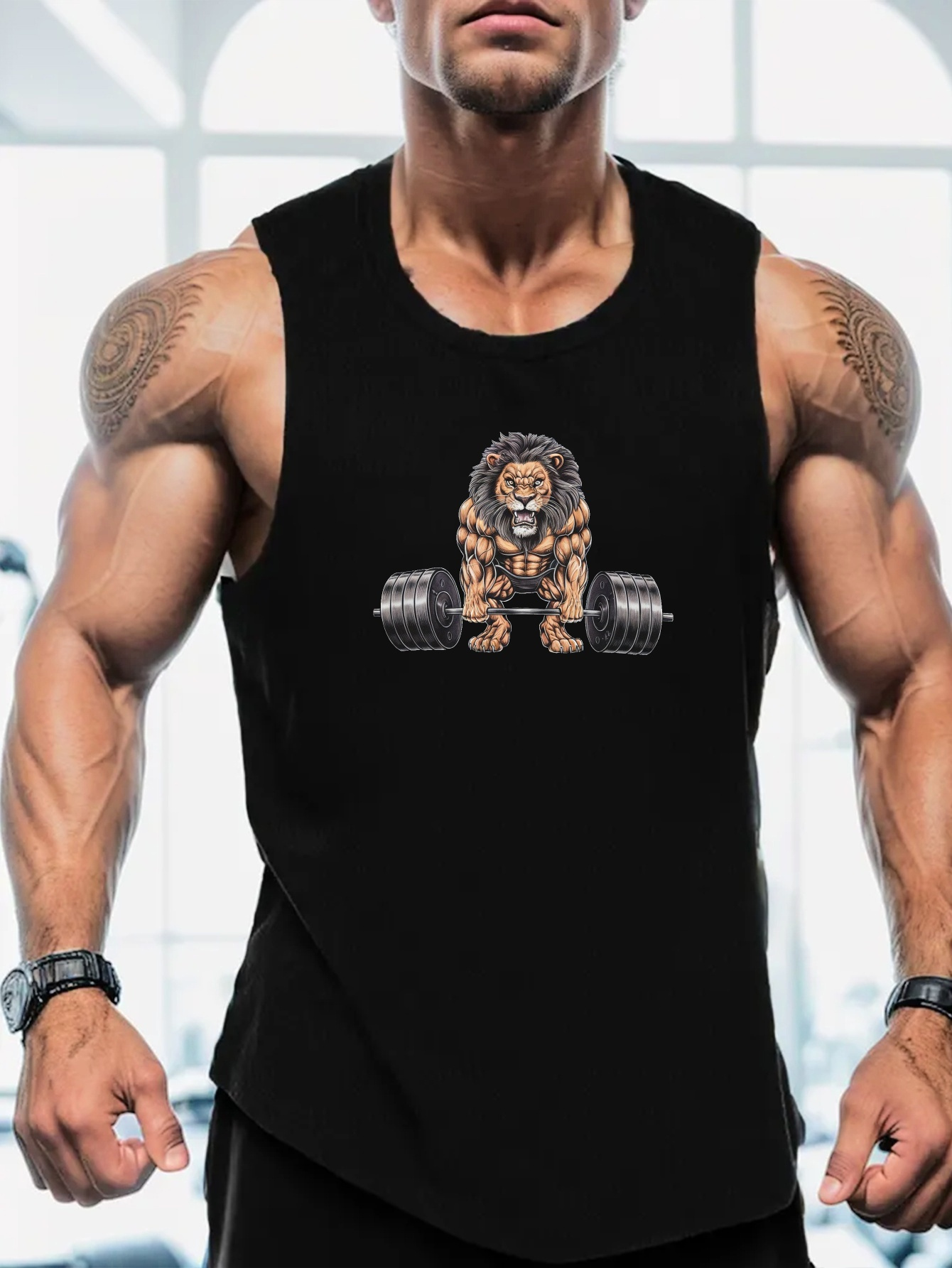 Muscle Lion Barbell Print Men' - огляд і ціна Tank Top Muscle