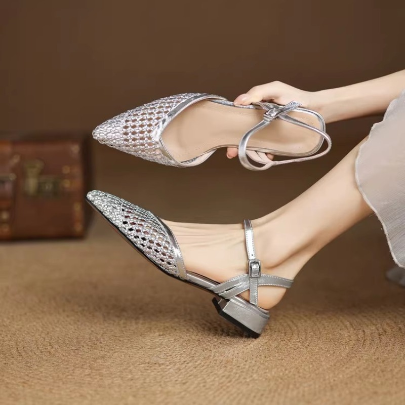 French pointed-toe woven high- - огляд і ціна Casual Sandal Leather