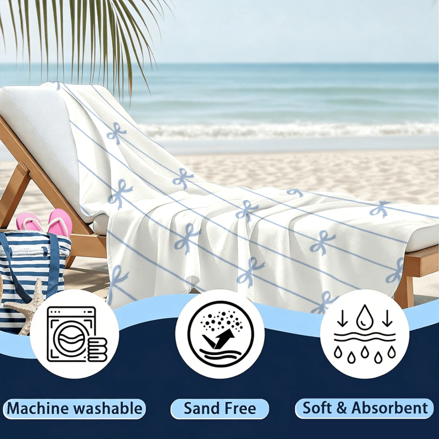 1pc Summer Beach Towel Blue Ri - огляд і ціна Beach Towel Large