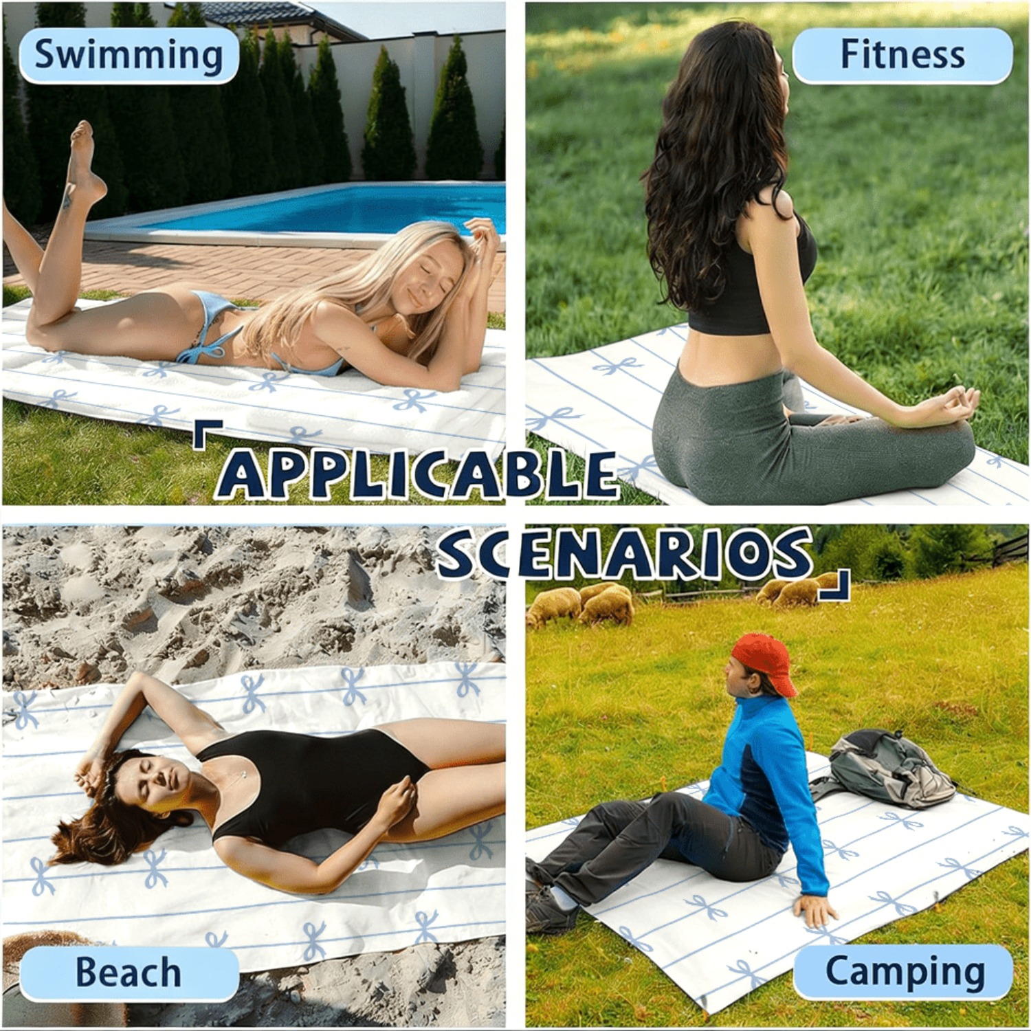 1pc Summer Beach Towel Blue Ri - огляд і ціна Beach Towel Large