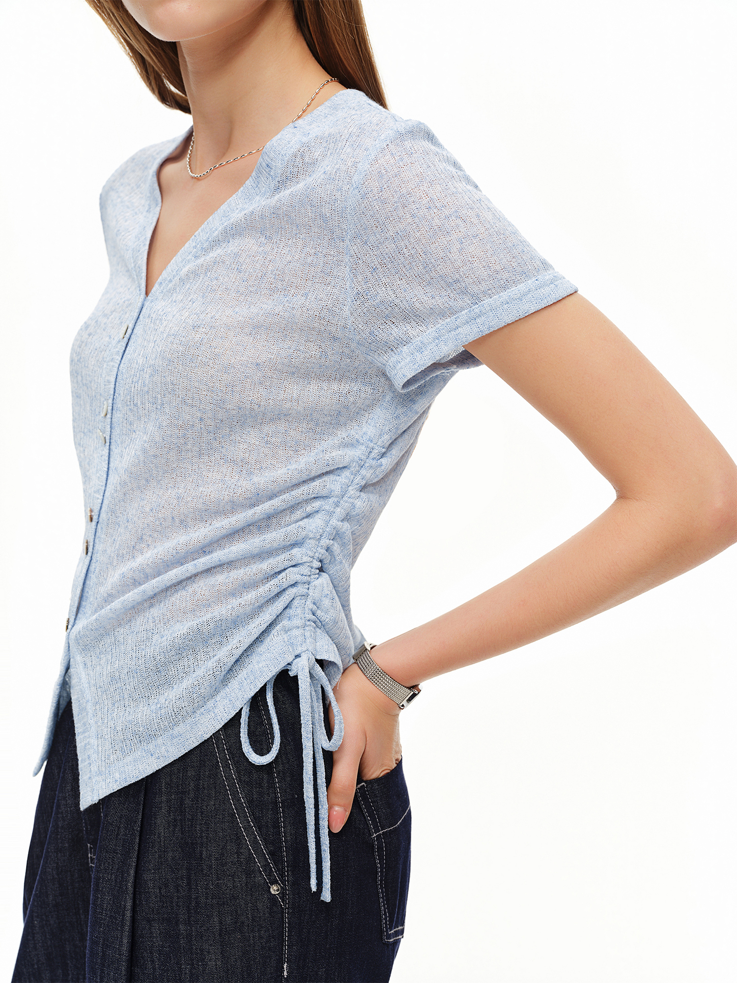 DUSHU Lightweight V-neck Linen - огляд і ціна Short Linen Drawstring
