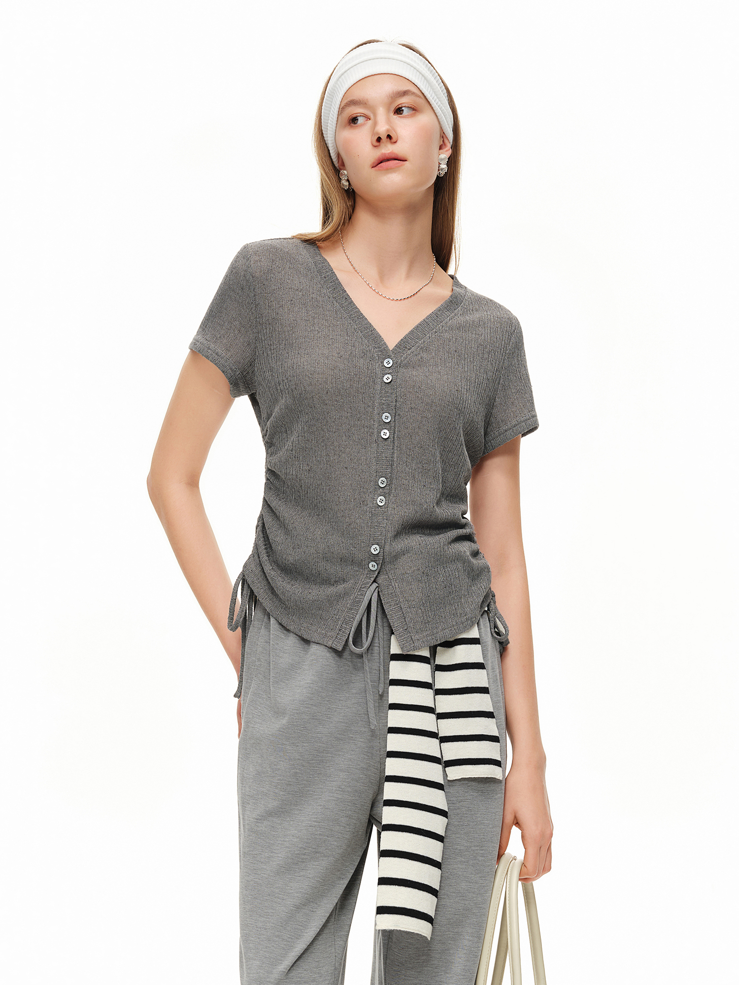 DUSHU Lightweight V-neck Linen - огляд і ціна Short Linen Drawstring