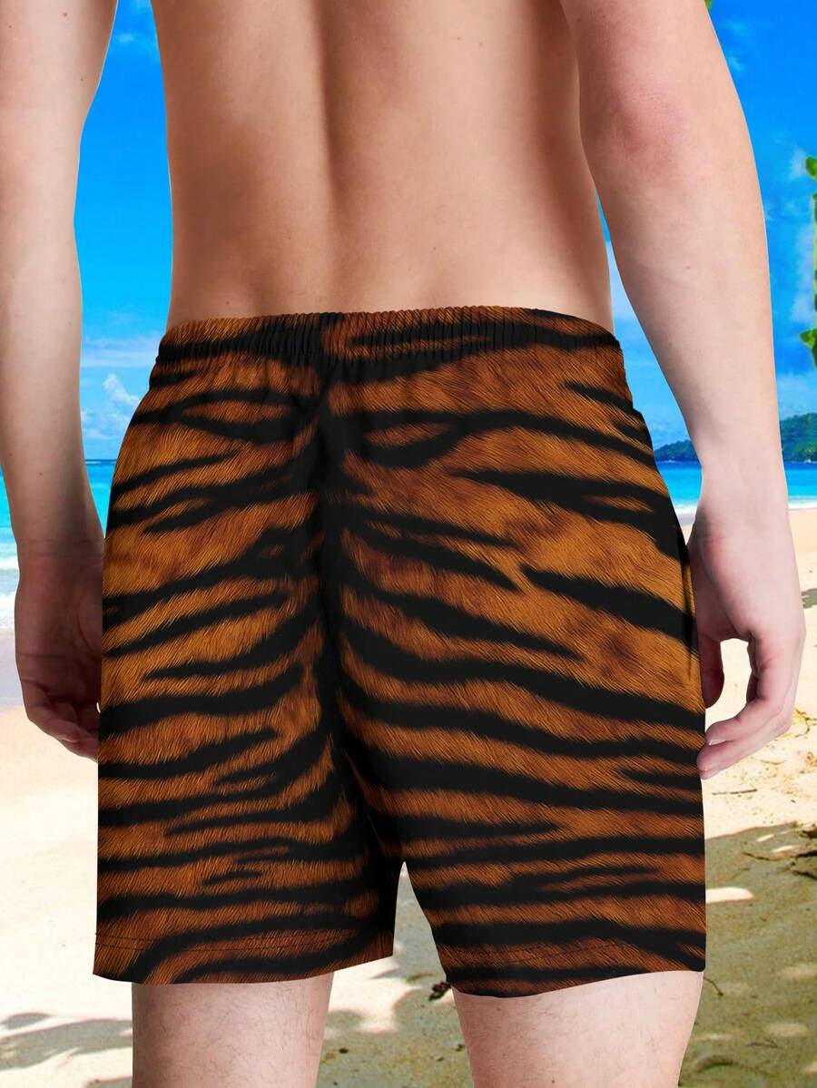 Mens Tiger Print Beach Shorts  - огляд і ціна Swim Trunk Quick Dry