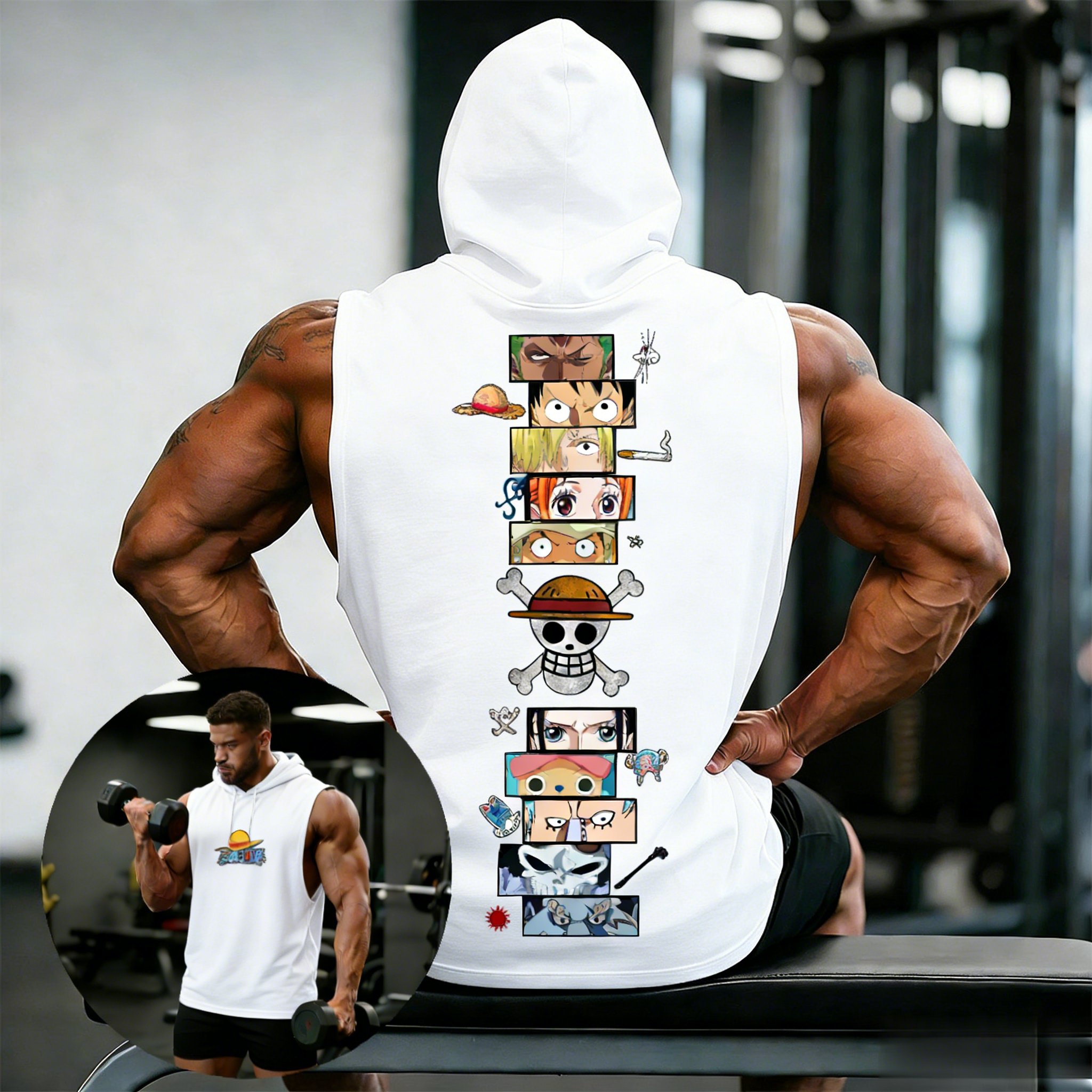 One Piece Anime Hoodie Sleevel - огляд і ціна Tank Top Muscle
