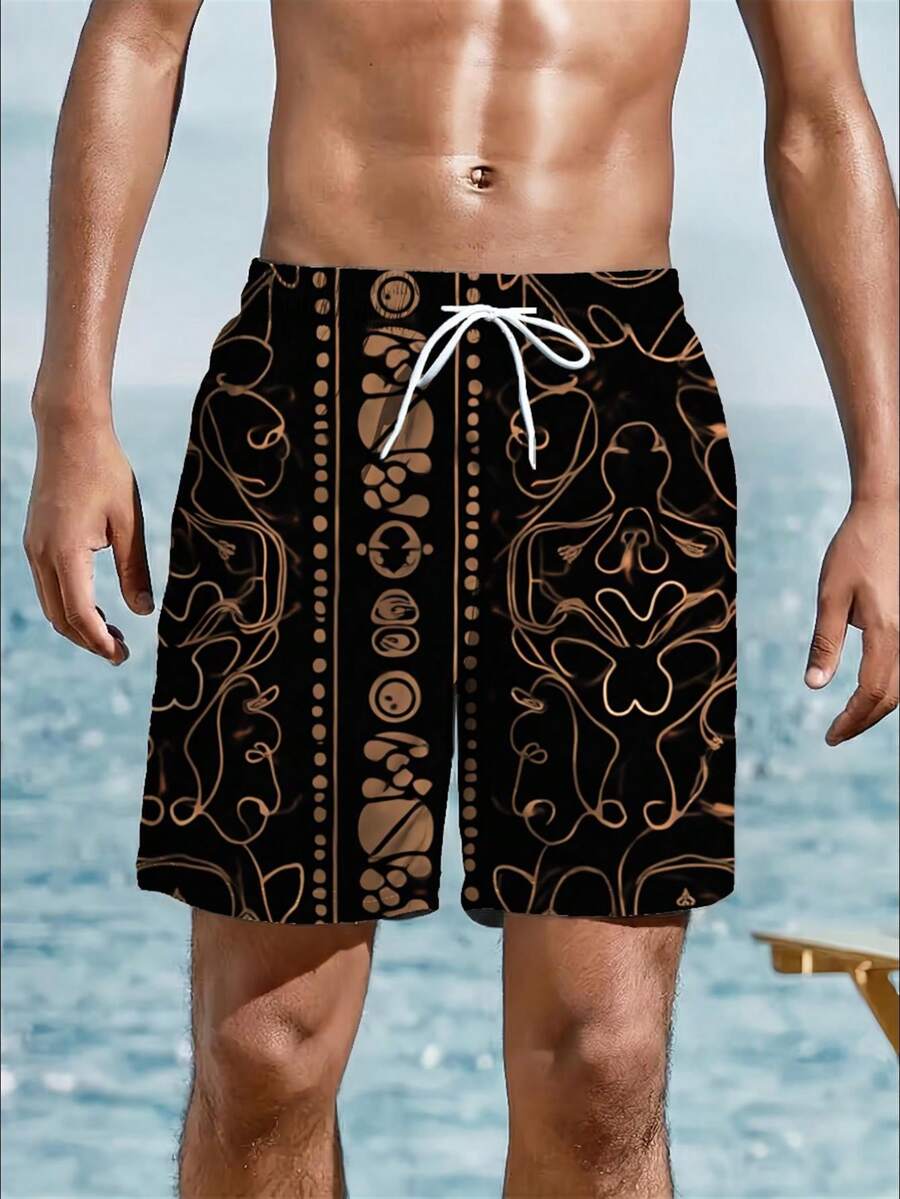 Mens Abstract Geometric Print  - огляд і ціна Swim Trunk Quick Dry