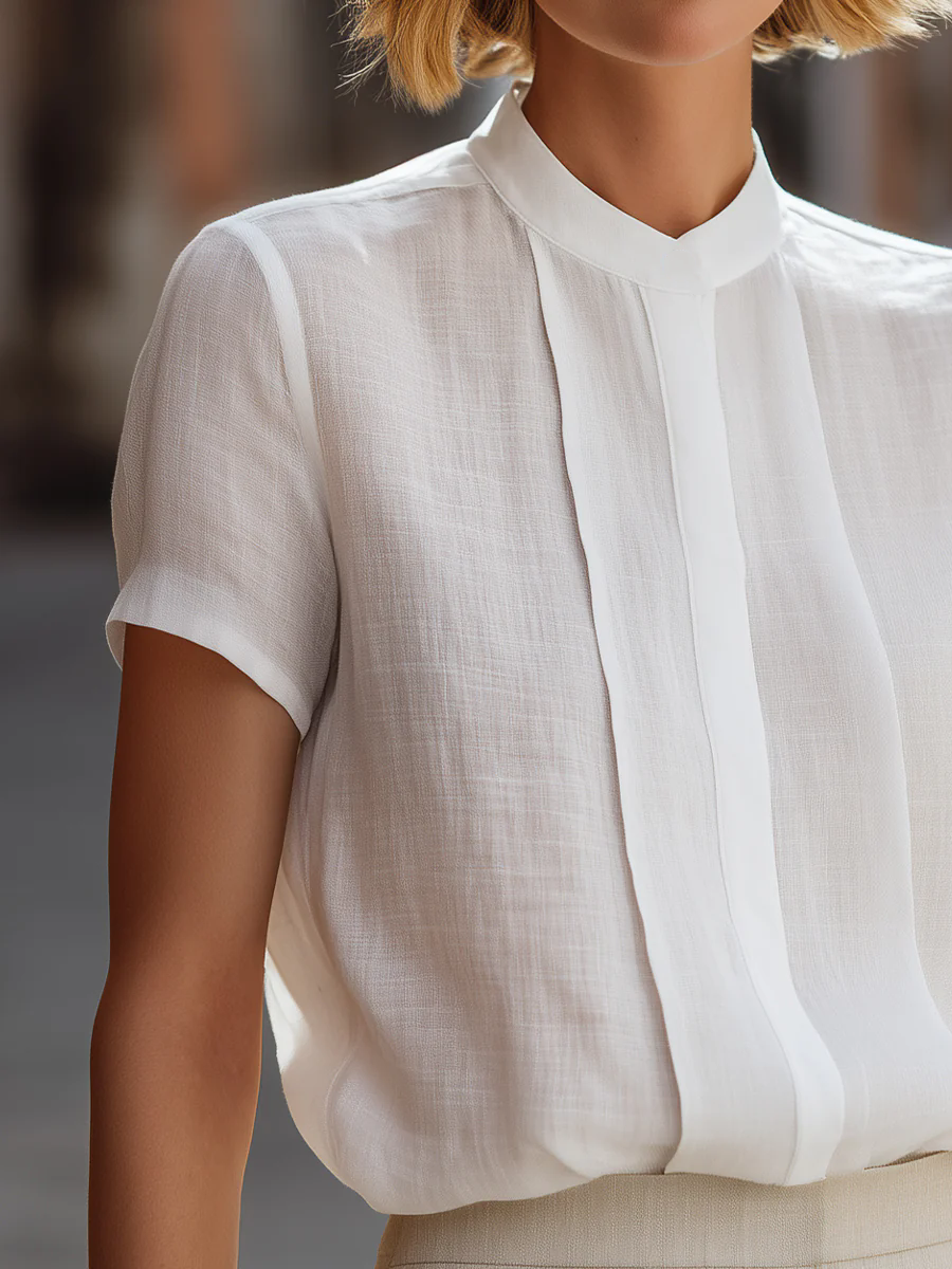 Women's Short Sleeve Pleated F - огляд і ціна Shirt Camp Collar